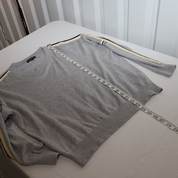 Repeat Womens Lightweight Sweater Gray Striped Sleeve Size 44/XL Sporty Casual - Picture 9 of 9